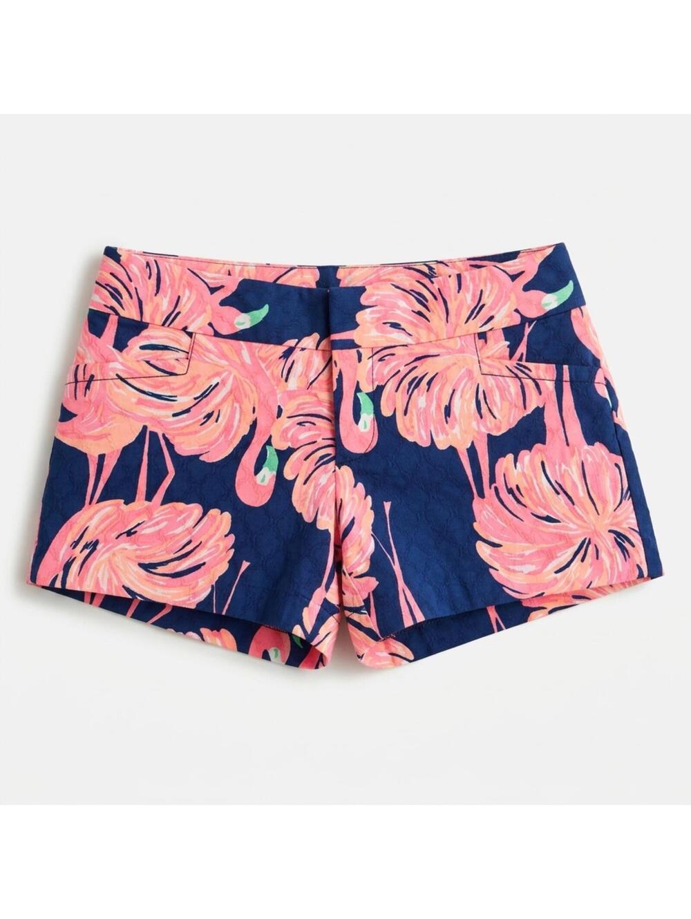 Lilly Pulitzer Navy Blue and Pink Flamingo Print Shorts Size 0